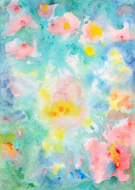 abstrakte aquarell hintergrund mit blumen - backgrounds pink flower softness stock-grafiken, -clipart, -cartoons und -symbole