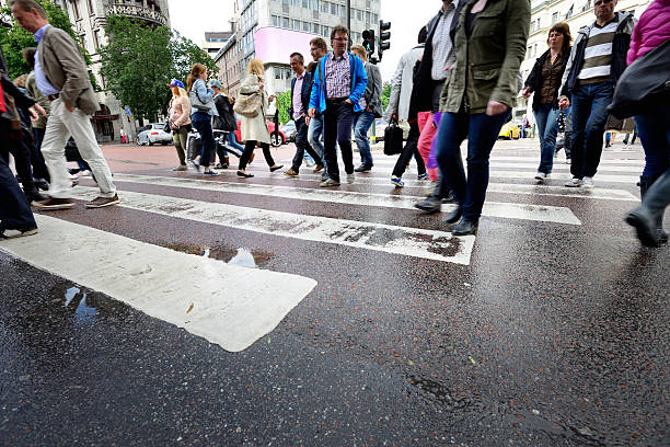 istock Pedestrian crowd crossing street, motion blur 501241861