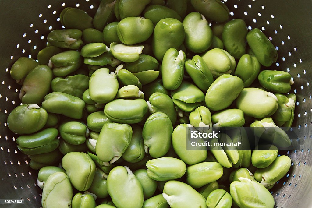 Broad Beans Broad beans in a colander. Abundance Stock Photo