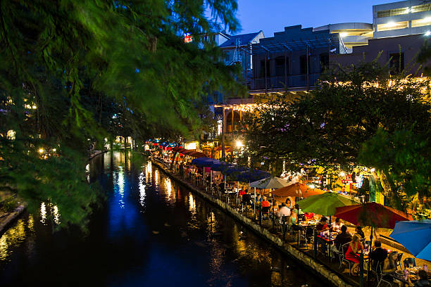 On the riverwalk in San Antonio at night