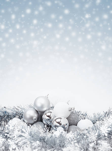 istock celebration silver christmas ball on sparkle snow background 501251600