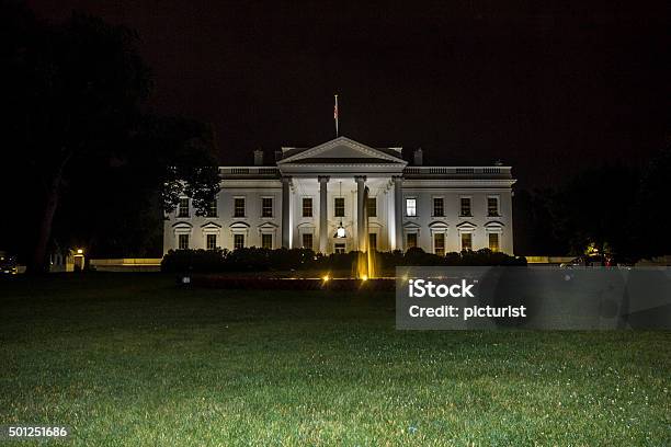 White House In Washington At Night Stock Photo - Download Image Now - White House - Washington DC, Night, Outdoors