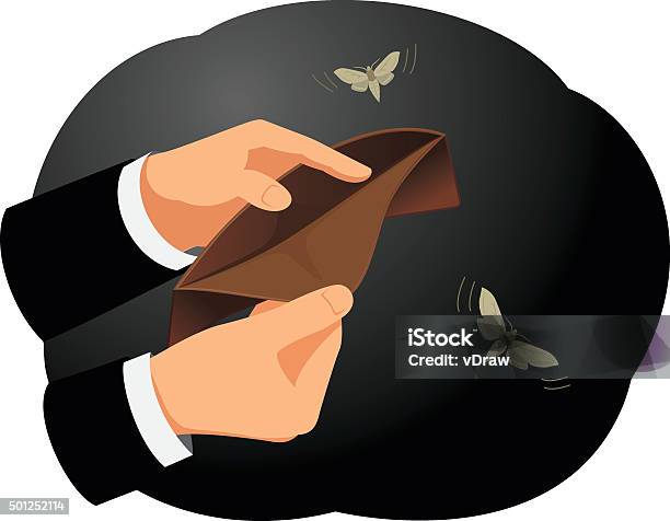 Empty Wallet Stock Illustration - Download Image Now - Empty Wallet, Moth, Flying