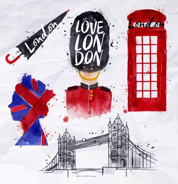ilustraciones, imágenes clip art, dibujos animados e iconos de stock de símbolos de londres - moda londinense