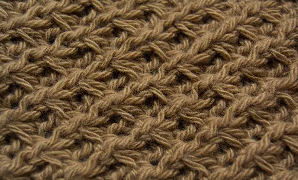 textured background knitted with wool brown thread