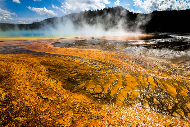 primavera prismatico gran piscina di yellowstone - natural basin foto e immagini stock
