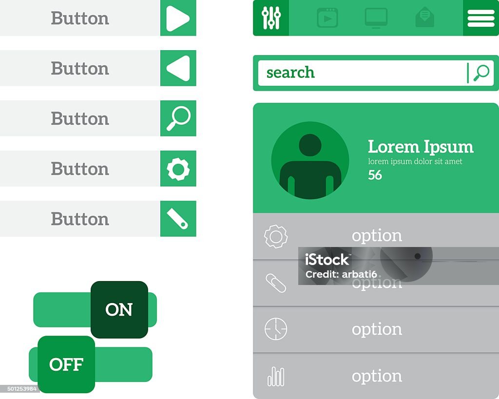 Vector Ui Elements Set Stock Illustration - Download Image Now - 2015 ...