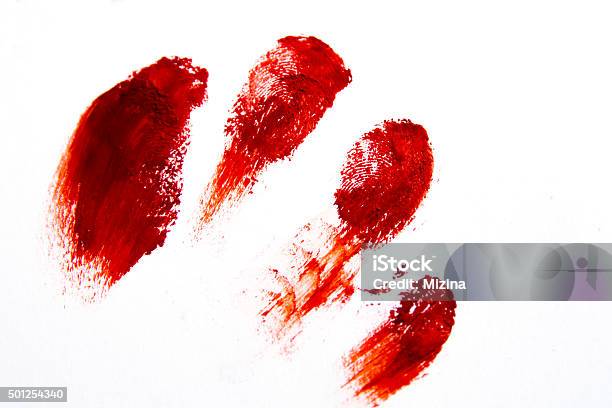 Bloodly Red Finger Prints Stock Photo - Download Image Now - Blood, Stained, Splattered