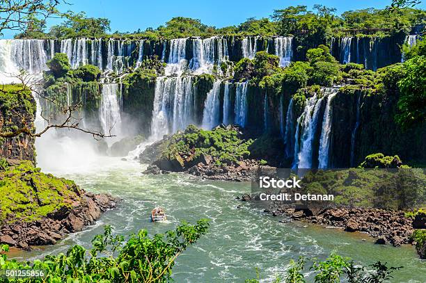 Iguazu Falls View From Argentina Stock Photo - Download Image Now - Argentina, Blue, Falling