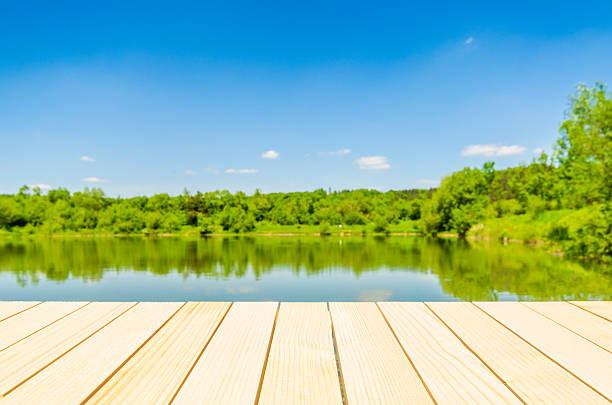 istock Empty wooden table with beautiful landscape background 501256050