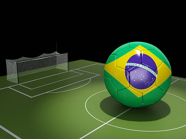 istock 3d Soccer field and Brazil ball. 501258548