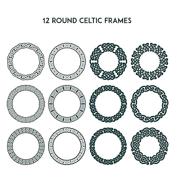 원형 셀틱 프레임 - celtic knot illustrations stock illustrations