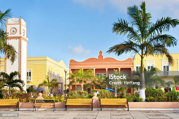 Clock Tower Of Plaza Del Sol San Miguel Cozumel Mexico Stock Photo - Download Image Now
