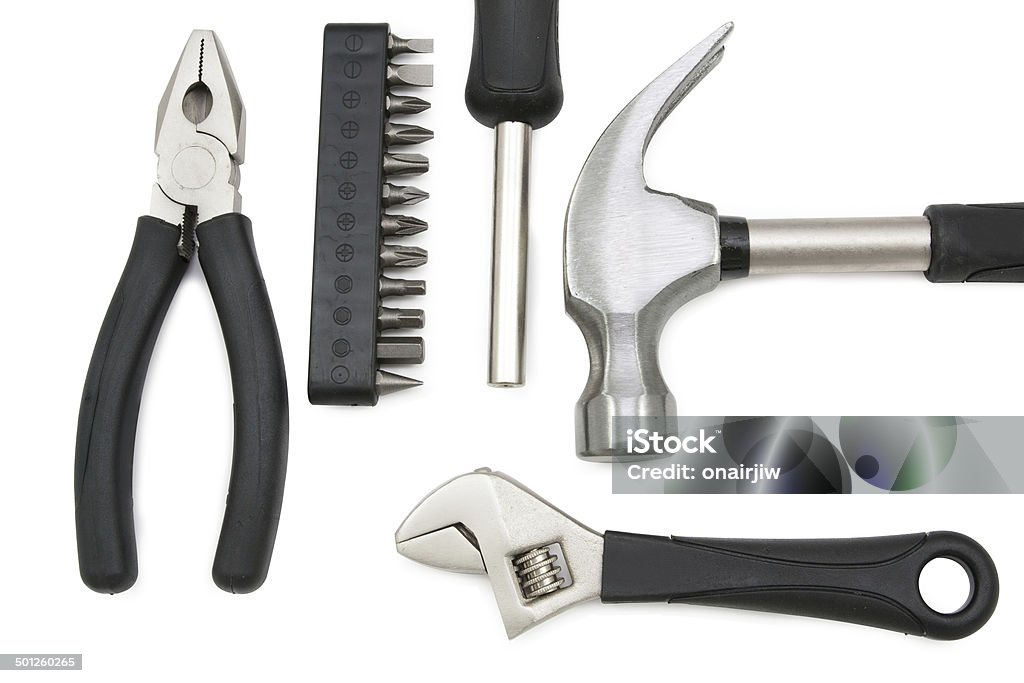 Tools Tools over a white background file includes a excellent clipping path Adjustable Stock Photo