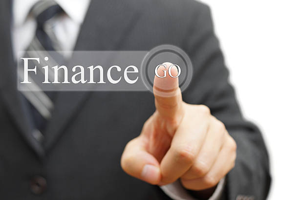istock Businessman pressing  finance  on virtual button 501261013