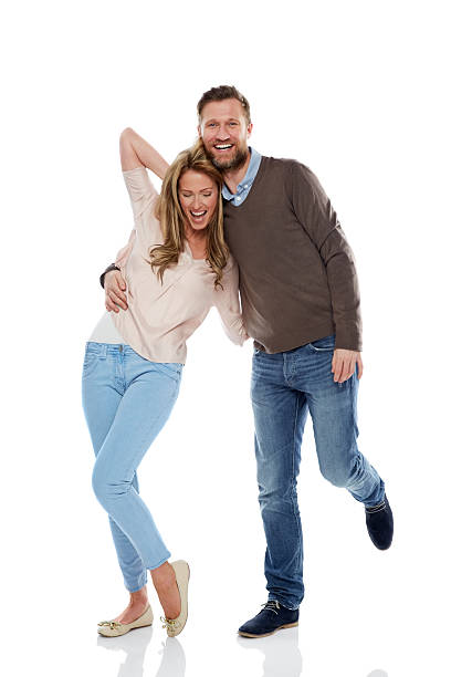 istock Loving couple dancing over white 501262337