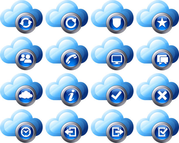 virtuelle cloud icon-set 2 - x stand stock-grafiken, -clipart, -cartoons und -symbole