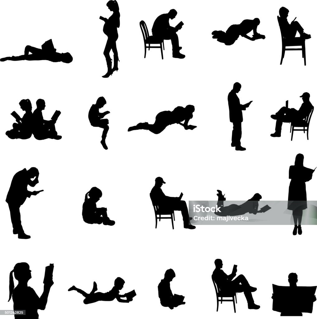 Vector silhouettes of people. Vector silhouettes of people sitting in a chair. In Silhouette stock vector