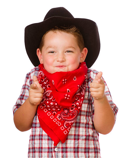 Child dressed up as cowboy stock photo