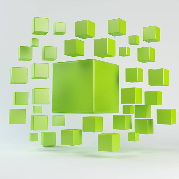 istock Abstract green geometric shapes from cubes 501265381