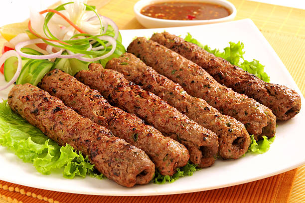 Seekh Kabab-5 A delicious, hot and spicy barbecue meal. Made by beef and spices, famous in Arabs, Pakistani, Iranian, Indian and Turkish Peoples.  kebab photos stock pictures, royalty-free photos & images