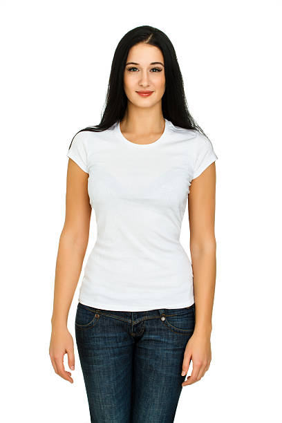 istock Young woman with blank t-shirt 501266467