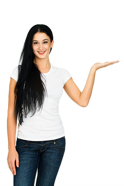 istock Woman pointing up at copy space 501266471