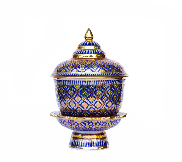 istock Thai porcelain bowl with isolated on white 501274901