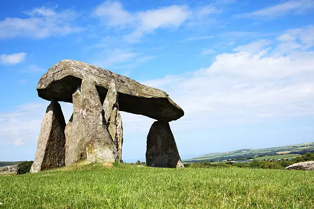The Pentre Ifan, is a prehistoric megalithic communal stone, burial chamber which dates from approx 3500BC in Pembrokeshire, Wales, UK