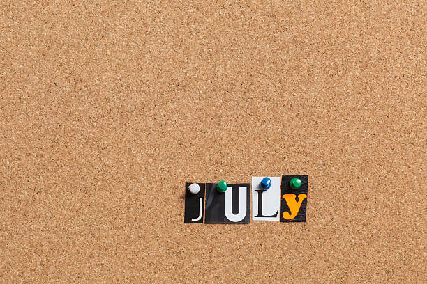 istock July pinned on bulletin cork board 501277253