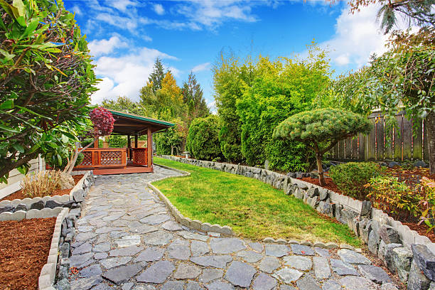 istock Backyard porch with garden 501277811