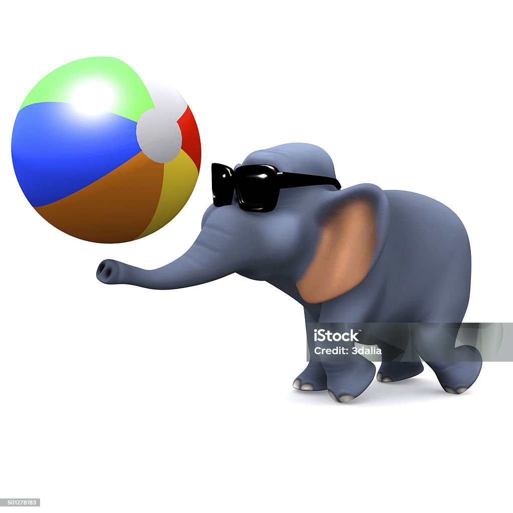 3d Elephant plays with a beach ball 3d render of an elephant playing with a beach ball African Culture Stock Photo