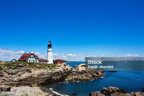 Portland Head Lighthouse Stock Photo - Download Image Now - England, Lighthouse, New