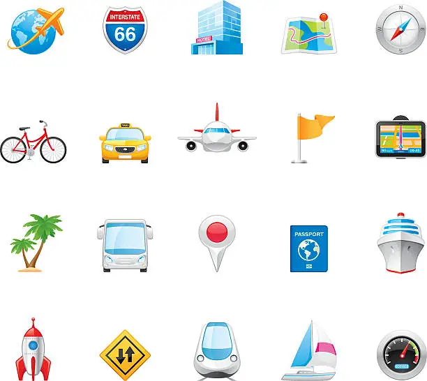 Vector illustration of Hico icons — Transportation and Travel