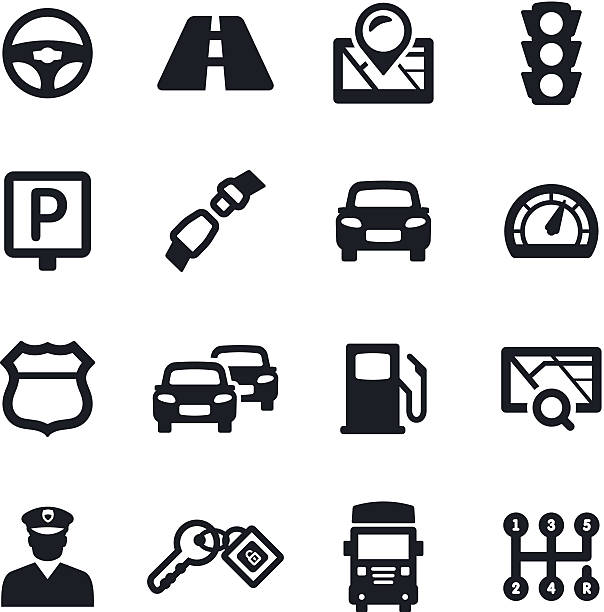 Traffic Icons Black & white traffic Icons traffic police stock illustrations