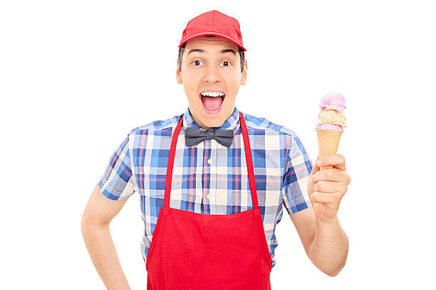 istock Cheerful vendor holding an ice cream 501279013