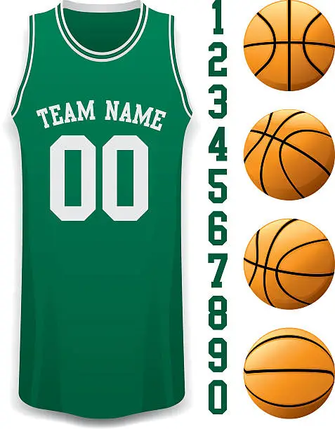 Vector illustration of Basketball Jersey and Basket Balls