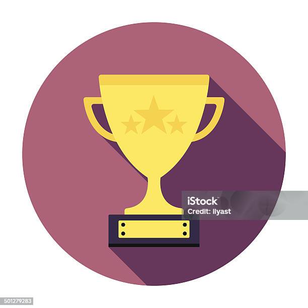 Flat Trophy Icon Stock Illustration - Download Image Now - Trophy - Award, Circle, Icon Symbol