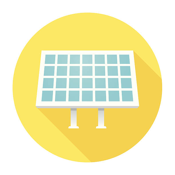 illustrazioni stock, clip art, cartoni animati e icone di tendenza di icona piatto con pannello solare - pannelli solari