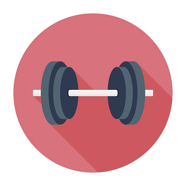 Flat Dumbbell Icon Flat & Long Shadow Dumbbell Icon health club stock illustrations