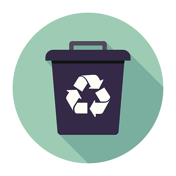 Flat Trash Can Icon Flat & Long Shadow Trash Can Icon black trash bin stock illustrations