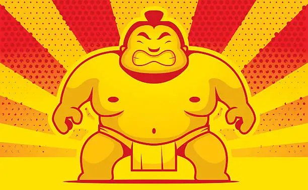 Vector illustration of Cartoon Sumo Wrestler