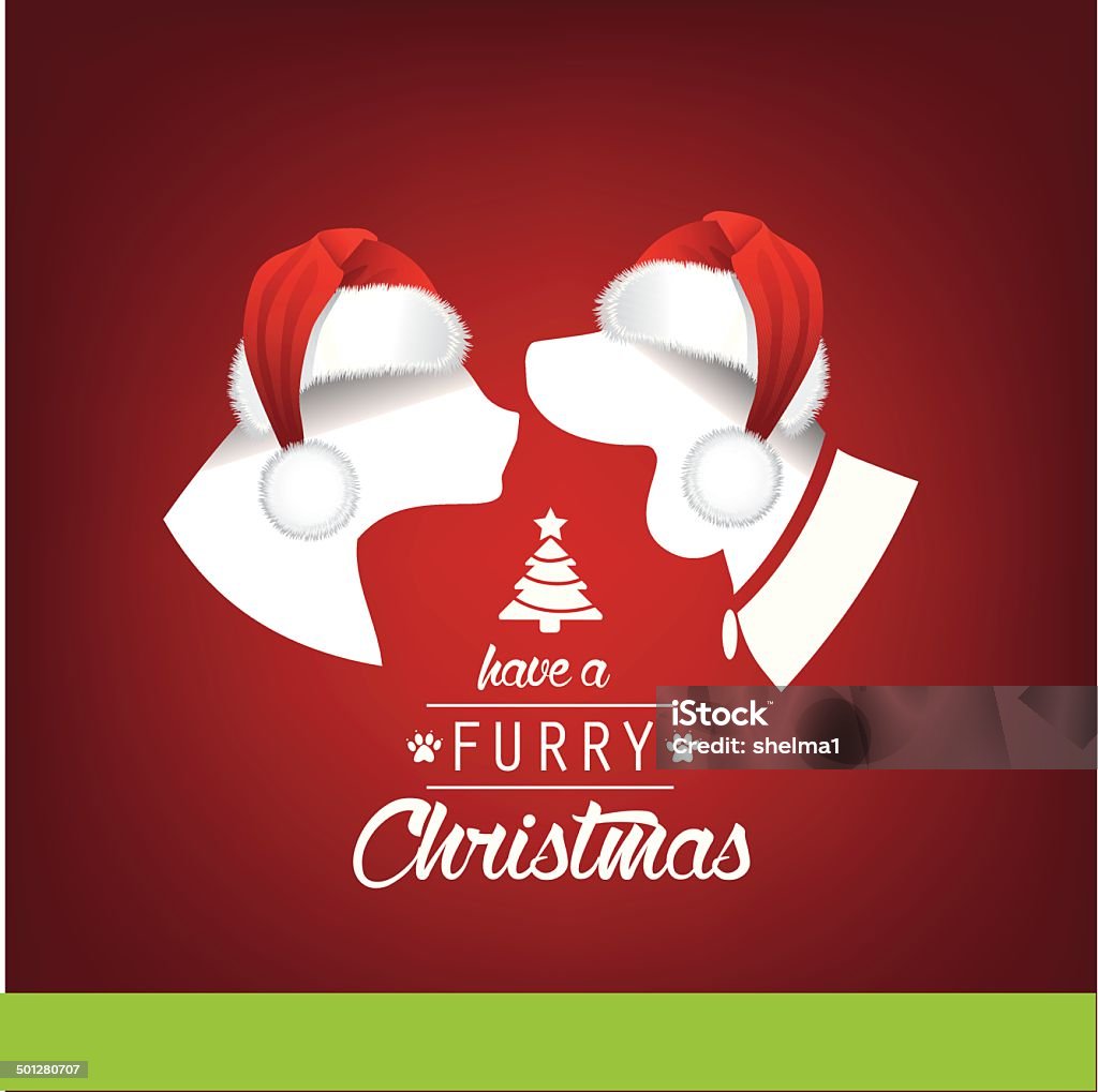 Furry Christmas Santa hat greeting card design. Christmas stock vector