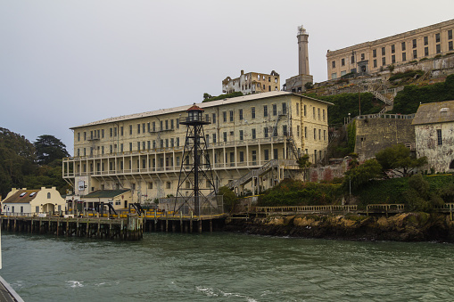 Arriving at Alcatraz Island in the evening, San Francisco, CA