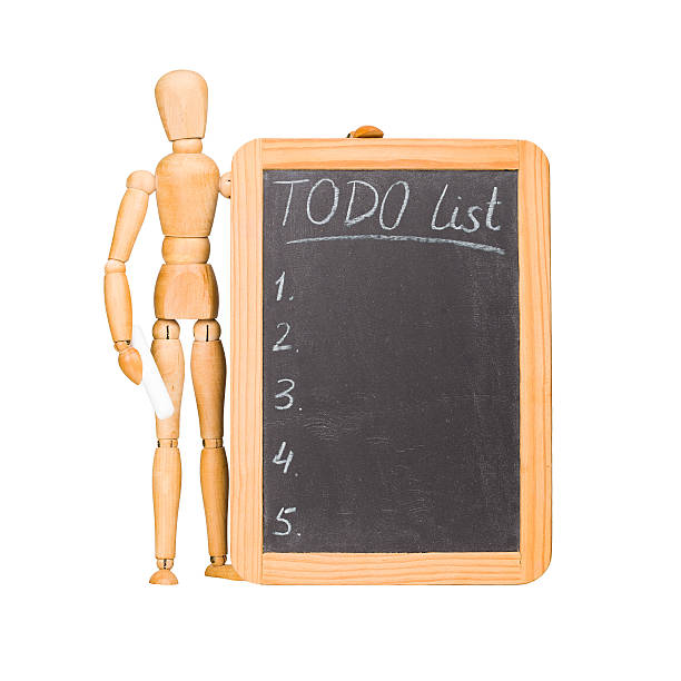 istock Wooden dummy with chalkboard todo list 501281901