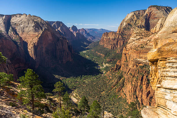 visualizar em parque nacional de zion de angel's landing point - northern utah - fotografias e filmes do acervo