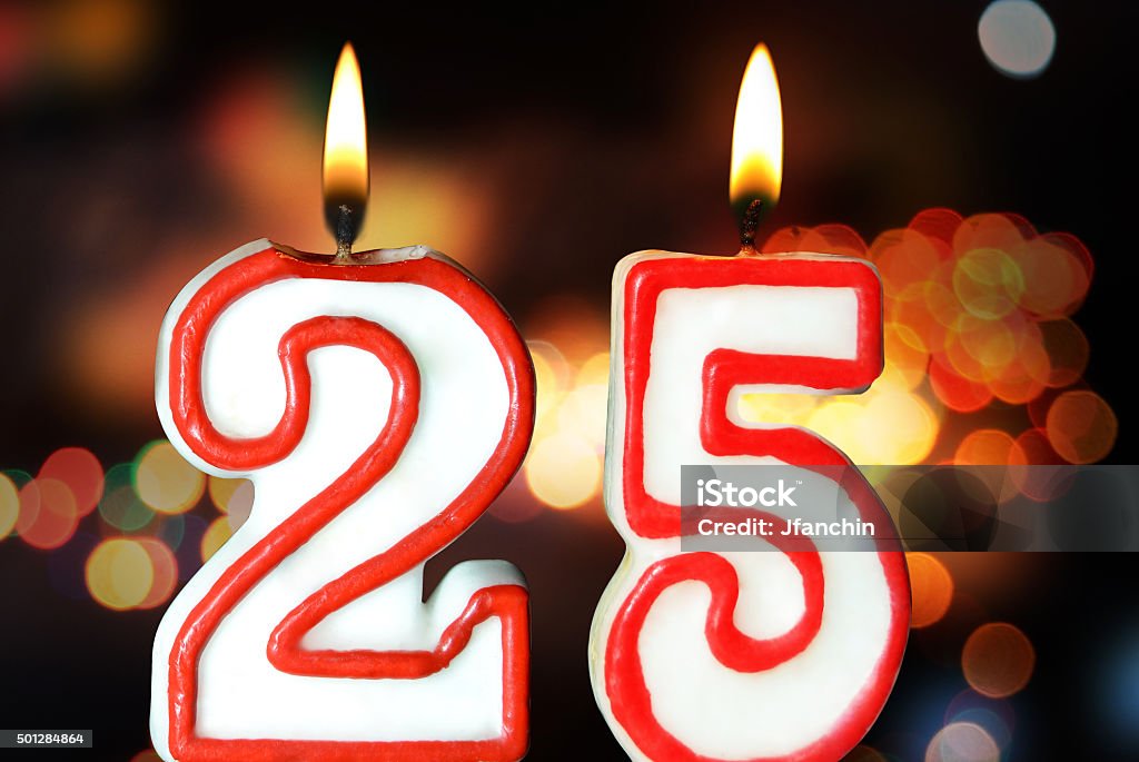 25th birthday Birthday candles celebrating 25th birthday 25-29 Years Stock Photo