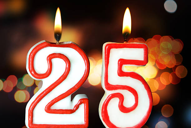 25th birthday Birthday candles celebrating 25th birthday 25 29 years stock pictures, royalty-free photos & images