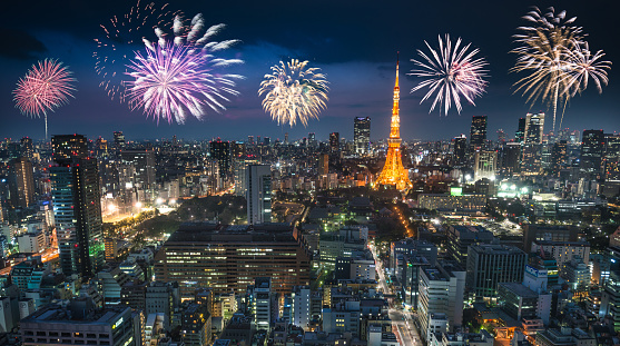 Tokyo skyline with the Tokyo Tower for the new year 