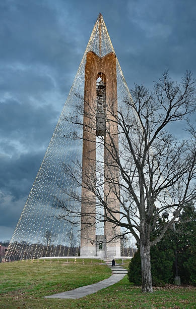 istock Carillon Bell Tower with Christmas Lights at Twilight, HDR 501285636